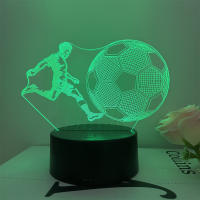 Lámpara De Ilusión Óptica 3D De Fútbol 1pc Con Toque Y Cambio De Color Ambiental 7 Colores Para Dormitorio Luz Nocturna LED ABS Fuente De Alimentación DC 5V - details 1