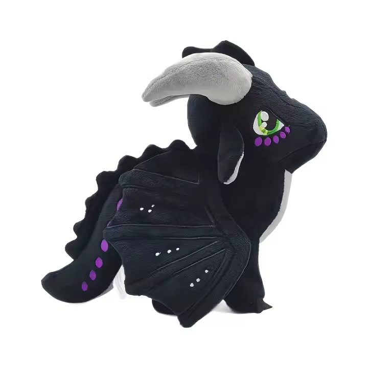 Juguete De Peluche Dragón De Alas De Fuego Animal De Peluche Suave Para Niños Y Niñas Regalo Especial Con Ojos Grandes Y Negro Cool Decoración De Habitación - 1