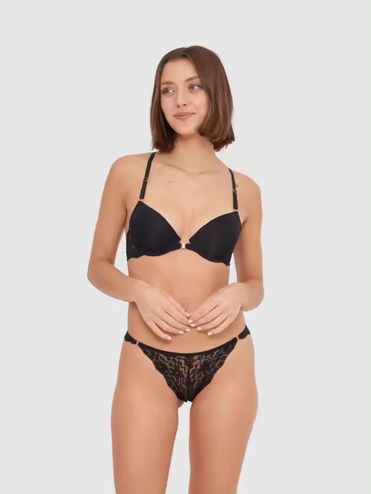 Braga de encaje clásica en color negro con cinturilla fina y elástica INSIDE - 1