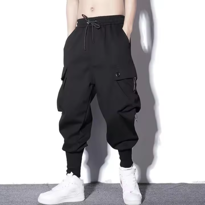 Pantalones Harem Sueltos Para Hombre Cargo Estilo Hip Hop Casual De Pierna Larga Con Bolsillos Pantalones De Motocicleta Streetwear - 1