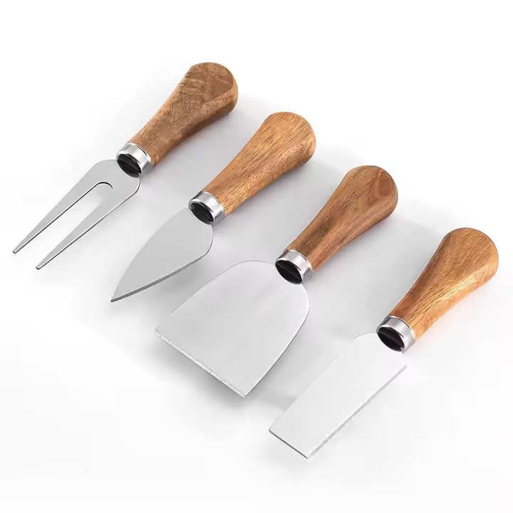 Conjunto De 4 Cuchillos Para Queso Leeseph Con Mango De Madera Acero Inoxidable Para Charcutería Y Cortador De Mantequilla - 1