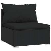 vidaXL Sofá central de jardín con cojines ratán sintético Negro y crema, Marrón y crema, Gris y antracita Conjunto Terraza Muebles Jardín Exterior Juego de Muebles de jardín Mueble Jardín Exterior Muebles de Salon Exterior - details 0