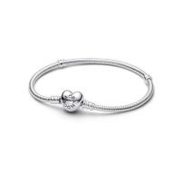 PDORA Pulsera Moments Cadena de Serpiente con cierre de Corazón Plata - details 1