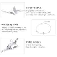 Pulsera De Mariposa Original WOSTU En Plata De Ley 925 Con Cadena De Zirconia Ajustable Para Mujer Joyería CQB197 - details 9