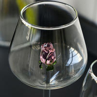 Vaso De Champán Creativo 3D Rosa De Vidrio Con Rosas Incorporadas Para Vino Tinto Y Blanco Vaso De Bebida Goblet Regalo Lindo Para El Día De San Valentín - details 3