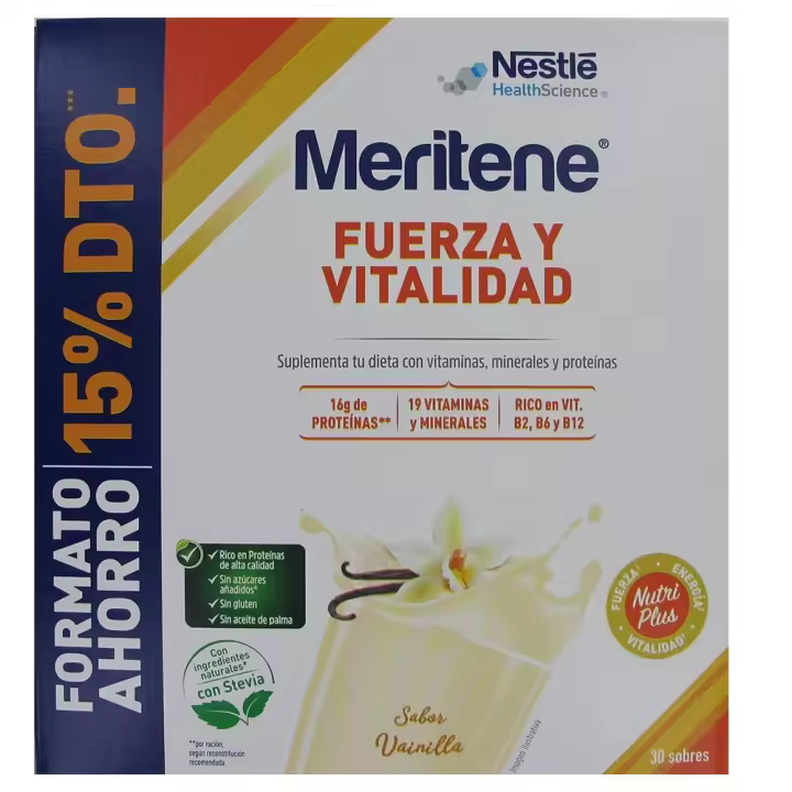 Meritene  Batido Fuerza y Vitalidad vainilla 30 sobres - 1