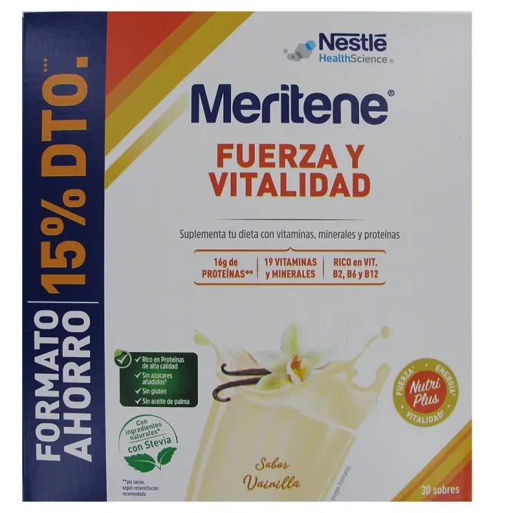 Meritene  Batido Fuerza y Vitalidad vainilla 30 sobres - 1