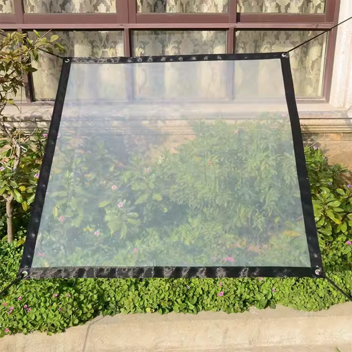 Lona transparente impermeable PE Lona de jardín Tela de película con ojales y cordón Cubierta de dosel de aislamiento de plantas resistente/antiheladas/anti-UV/a prueba de viento para invernadero-1x1m- - 1