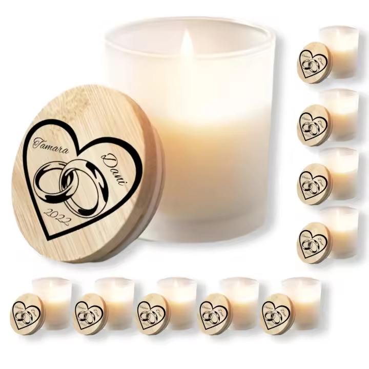 10 Velas aromáticas con tapa de madera especial eventos - 1