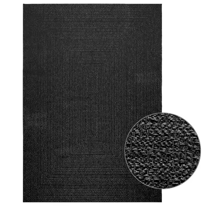 vidaXL Alfombra ZIZUR apariencia yute interior exterior en color Antracita/Beige - 1