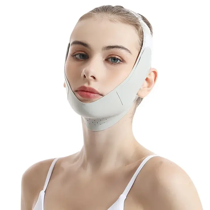 CNK Exercitador De Mandíbula Reutilizable Máscara V-Line Elevadora Y Adelgazante Para La Cara Para Mujer Mascarilla De Levantamiento De Barba Bandage Facial Para Dormir - 1