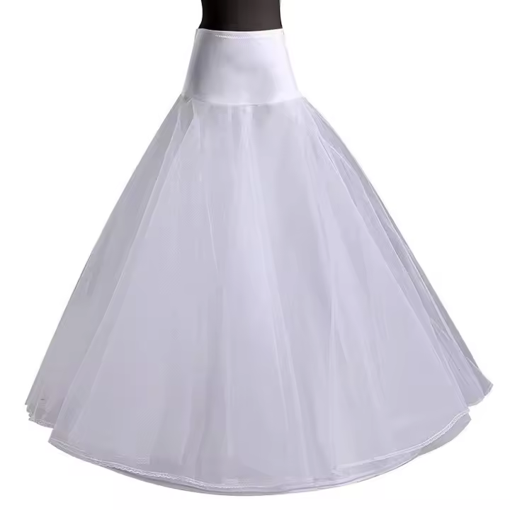 Falda A-Line 1 Aro Blanca Para Vestido De Boda Talla Ajustable 3 Capas Underskirt Para Vestido De Seda Color Blanco - 1