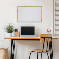 WAI 2 MARKET - Pizarra de Pared con Marco de Madera Natural - Ideal para Escuelas, Restaurantes y Oficinas - Incluye Tizas y Borrador - Tamaños 30x40, 40x60, 60x90 cm - Color Blanco - Pack de 1, 2 y 5 Unidades - details 2