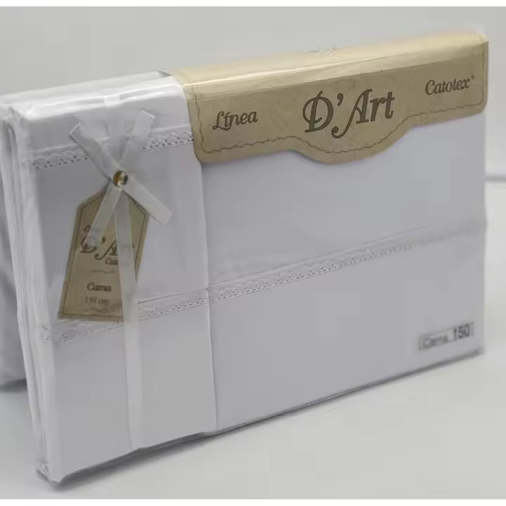 CATOTEX Juego Sabana D'ART Blanco Liso con Puntilla - 1