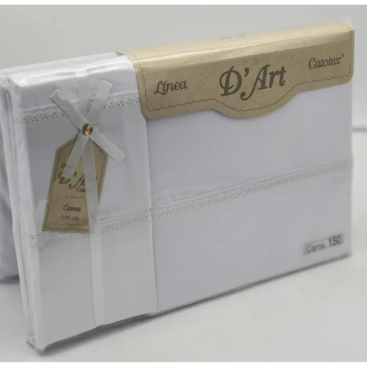 CATOTEX Juego Sabana D'ART Blanco Liso con Puntilla - 1