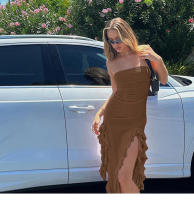 Vestido Asimétrico De Pecho Abierto Para Mujer Y2K Con Corte Va Va Voom Y Tirantes Slim Irregular De Poliéster Sin Mangas Sexy Para Club - details 7