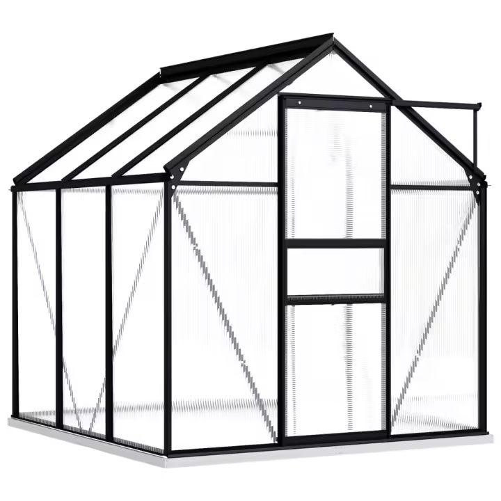vidaXL Invernadero con Estructura de Aluminio Gris Antracita Caseta Dimensiones 190x70x202 cm (1, 33 m²),  190x130x202 cm (2 y mas - 1