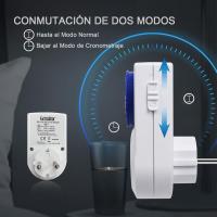 Enchufe Eléctrico Temporizador Mecánico de 24 Horas, Conmutación Cada 15 Minutos, Interruptor ON/Off, 230V 16A, Color Blanco, pack 2 unidades - details 2