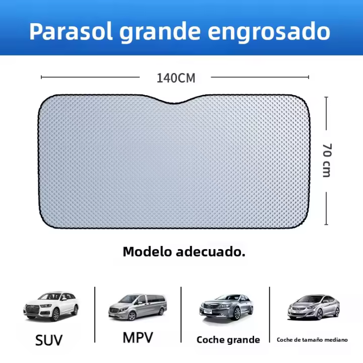 Parasol De Sol Para Coche Espesado Protección Térmica Aluminio Film Para Frente Visor Bloqueador De Sol - 1