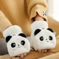 Guantes De Piel De Conejo Y Gato Para Mujer Guantes De Invierno De Plush Cálidos Y Suaves Medio Dedo Flexibles Y Gruesos - details 28