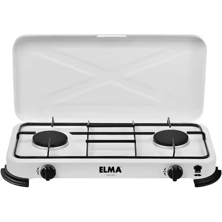 ELMA Cocina de Gas Portátil con 2 Fogones compatible con Gas Butano y Propano | 63 x 33,5 x 59,5 cm - 1