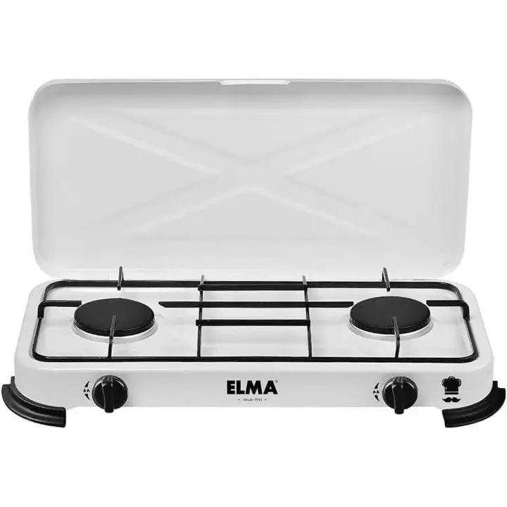 ELMA Cocina de Gas Portátil con 2 Fogones compatible con Gas Butano y Propano | 63 x 33,5 x 59,5 cm - 1