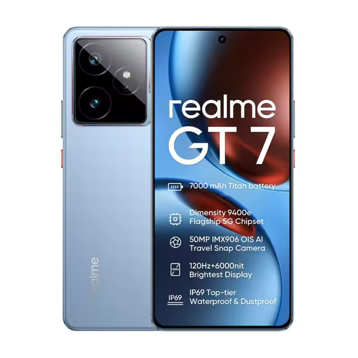 realme GT 7 5G Smartphone,12GB+256GB | 12GB+512GB, MediaTek Dimensity 9400e, Bateria Titan 7000mAh+Carga rápido de120W, Cámara IMX906 con AI Viaje Snap, Pantalla 6000nits Pro-ESports, 360° Ultimo Refrigeración, IP69 - 1