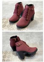 Botas De Tacón Alto Para Mujer Primavera Otoño Invierno Calidad Superior Botines Con Cordones Europeas Zapatos De Mujer PU Suela De Goma Tacón Alto Plataforma - details 12