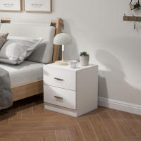 HOMCOM Mesita de Noche Moderna, Mesilla de Noche Dormitorio con 2 Cajones, Mesita Auxiliar para Salón, Dormitorio, Vestuario, 45x39,5x49 cm, Blanco - details 3
