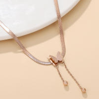 Collar De Cadena De Serpiente De Acero Inoxidable Mate Con Mariposa De Acero Titanio Para Mujer Joyería De Fiesta Statement - details 2