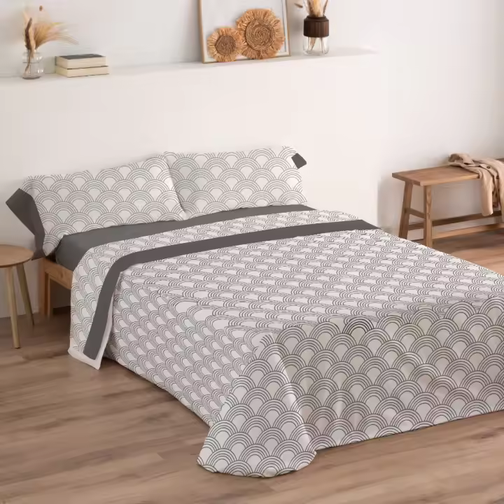 Carpe Diem Juego Sabanas Primavera Verano CERCO Gris 50% Algodon Cama 90,105,135,150,160,180,200 Tratamiento Antibolitas - 1