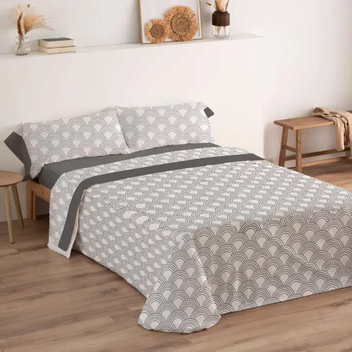 Carpe Diem Juego Sabanas Primavera Verano CERCO Gris 50% Algodon Cama 90,105,135,150,160,180,200 Tratamiento Antibolitas - 1