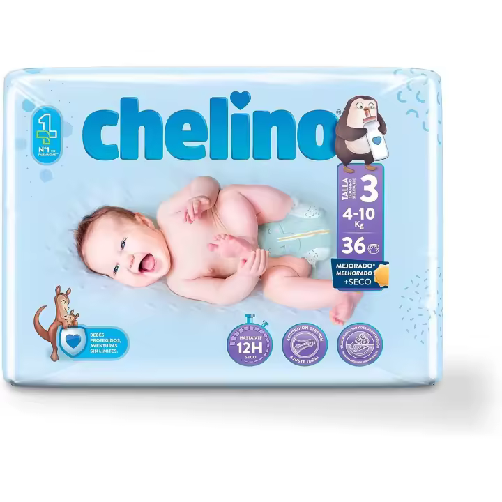 Chelino- Pañal infantil Talla 3 (4-10kg), 36 Unidades ( Paquete de 1) - 1