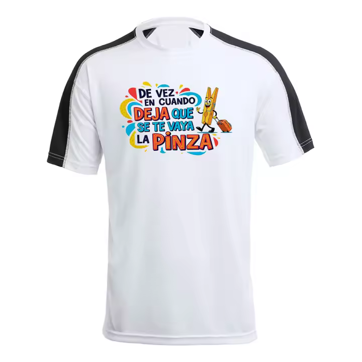 MERCHANDMANIA CAMISETA técnica franja mangas NEGRA frase graciosa anti estrés descanso vacaciones tshirt - 1