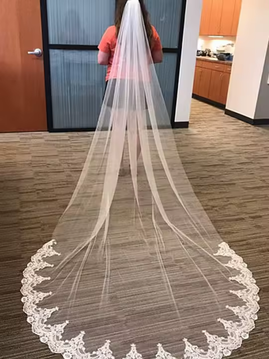 Velo De Novia BABYONLINE Con Encaje Y Flores Y Peine 1 Capa Longitud Catedralica 3mx1.5m Accesorios Para Brides - 1