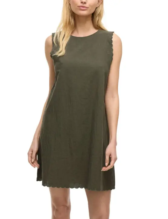 Vestido Vila Fernanda corto verde detalles bordados de mujer - 1