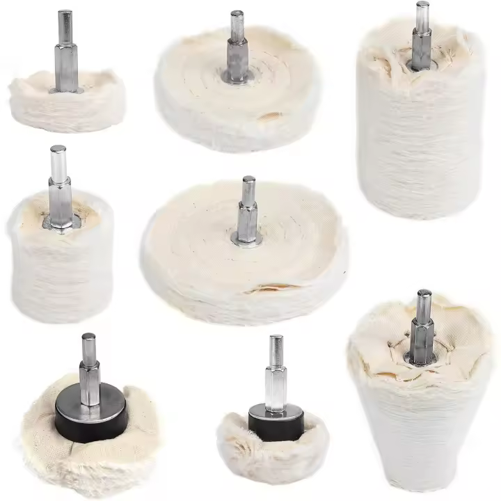 Juego de 8 ruedas pulidoras planas y cónicas para taladro 6,3 mm - 1