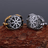Anillo De Acero Inoxidable Nórdico Con Runas Awe Helmet De Odin Cuervos Huginn Y Muninn Aegishjalmur Anillo Nórdico Para Hombres Joyería De Leyendas Mitológicas - details 0