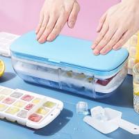 Cubiteras para Hielo con Tapa, 2 Capas Cubitera Silicona con Contenedor y Pala de Hielo, Sin BPA, 48 Cubitos de Hielo Cuadrado Molde Hielo, para Cóctel de Whisky de Cola Congelado (Azul) - details 1