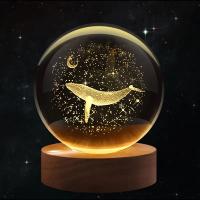 Lámpara De Noche De Vidrio Pulido Con Grabado Láser 3D De Luna Y Ballena Decoración Moderna Regalo De Navidad Para Sala - details 0