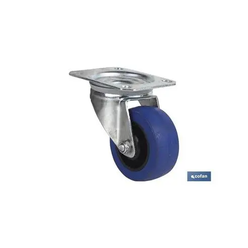 Cofan Rueda Goma Azul Placa Ø125x38mm - Carretillas y Carros de Mano - 1