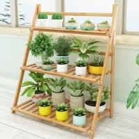 Soporte para Plantas Interior Estantería De Escalera para Macetas De Bambú Estante para Plantas De 3/4 Niveles Estante Plegable para Macetas para Patio Jardín Balcón - details 3