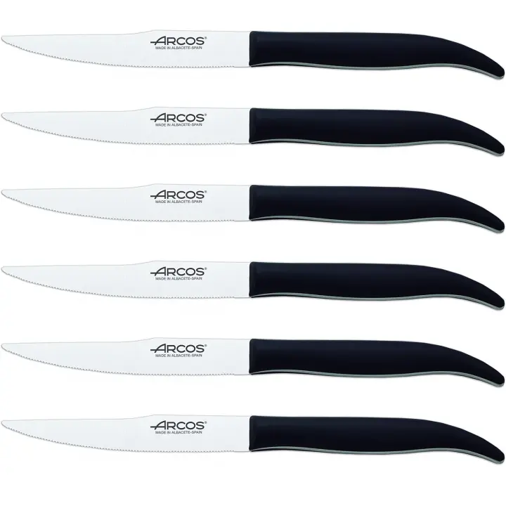 Arcos Cuchillos Carne Cuchillos Mesa Cuchillos Chuleteros Cuchillos Arcos  6 Unidades  Acero Alta calidad  Aptos Lavavajillas  Fabricados en España  Mango Ergonomico - 1