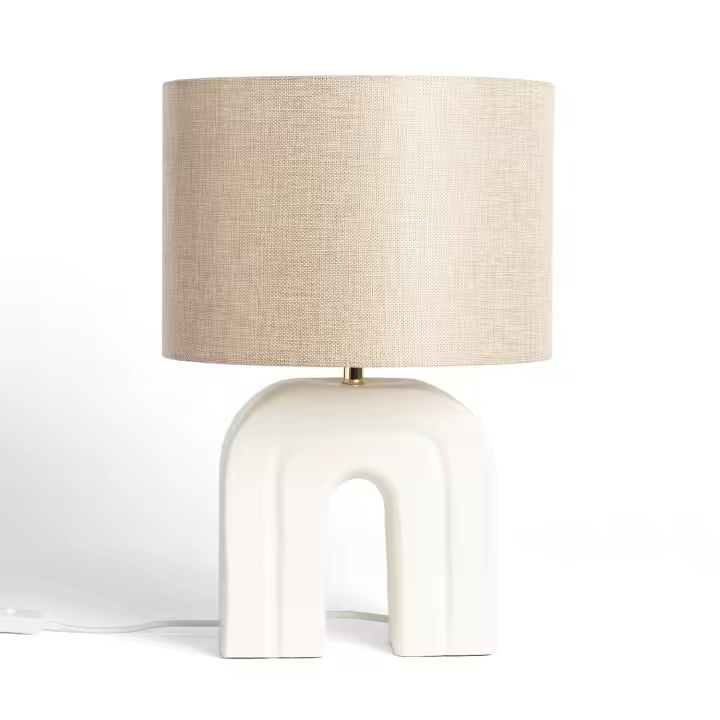 LEDKIA LIGHTING - Lámpara de Mesa | Resina y Lino | Diseño Contemporáneo | Luz Cálida | Ideal para Lectura y Relajación | IP20 Interior | Blanco Gardenia, Lino - 1