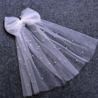Velo De Novia Elegante Con Borla Y Perlas Accesorio De Cabello Para Boda Corto Y Decorativo Para La Parte Trasera Del Cabello - details 5