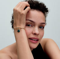 PANDORA Colgante de corazón con luz mágica verde, ópalo azul verdoso, amor y aventura natural, cuentas DIY 763348C01 - details 0