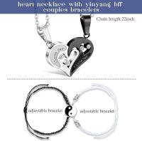 Collar y Pulsera para Parejas o mejores Amigos Te Amo para Parejas Collares Joyas Collar de Corazón y Pulsera Yinyang Gift - details 0