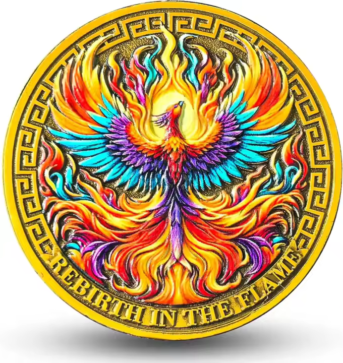Moneda De Recuperación Phoenix Raising Sobriety Con Oración De Serenidad AA Medallion Metálica Para Celebrar El Recupero - 1