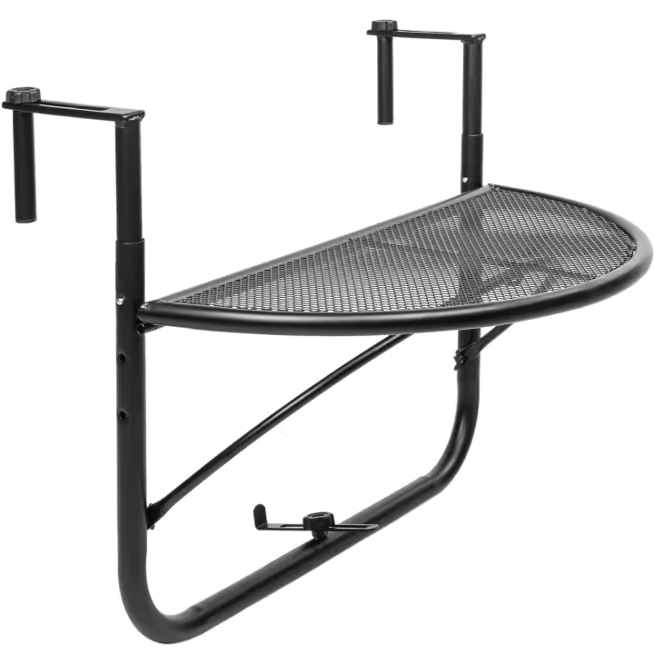 Mesa abatible semicircular para balcón 60x30cm negro - PrimeMatik - 1