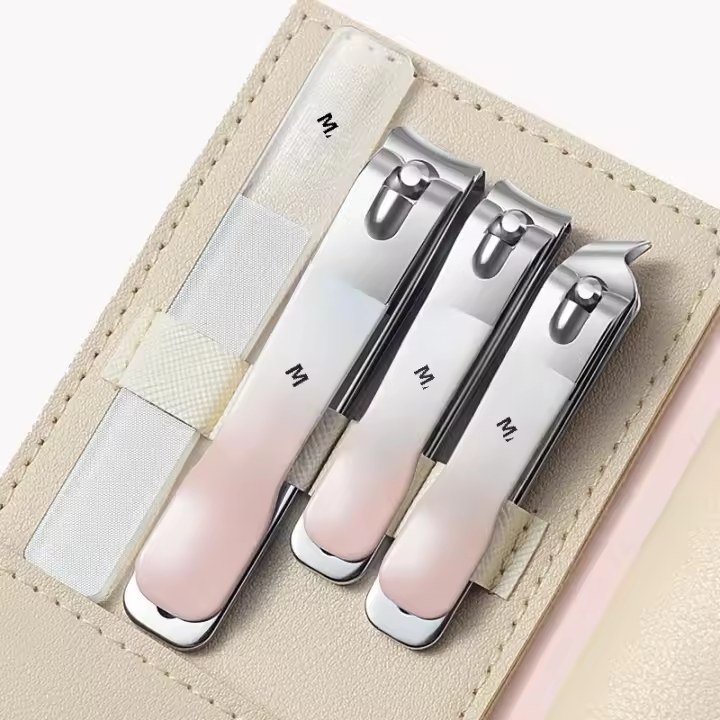 Juego De 4 Tijeras Para Uñas Con Estuche De Cuero Gire Herramientas De Cuidado De Pedicura Y Manicura Profesional Regalo Para El Cuidado Doméstico - 1
